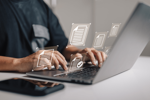 document-management-data-system-business-internet-technology-concept-businessman-hand-using-laptop-computer-with-document-management-icon 1